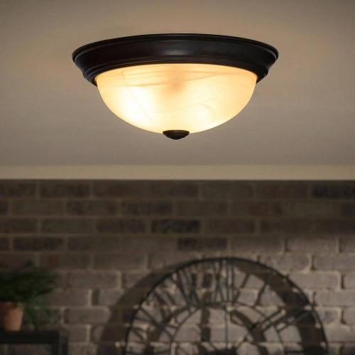 Size 14 in. Medium 2-Light Oil Rubbed Bronze Ceiling Light Flush Mount
