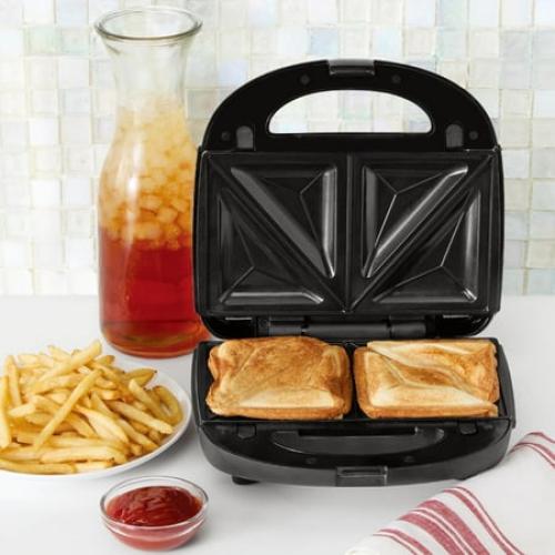 Mainstays 2 Slice Removable Plates Waffle and Sandwich Maker, Ceramic Nonstick, 750 Watts
