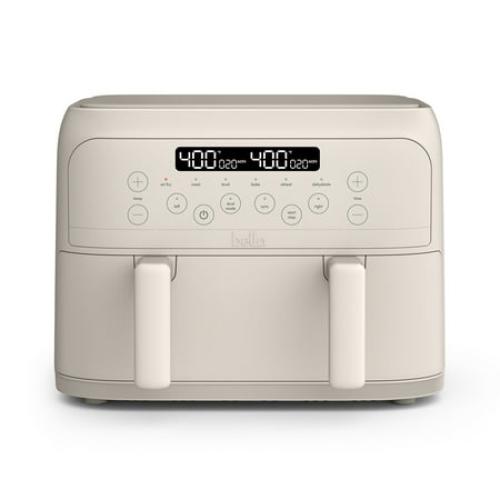 bella 4 Qt Dual Basket TriZone® Air Fryer with EverGood™ Ceramic Nonstick Coating, Removable Divider, Oatmilk