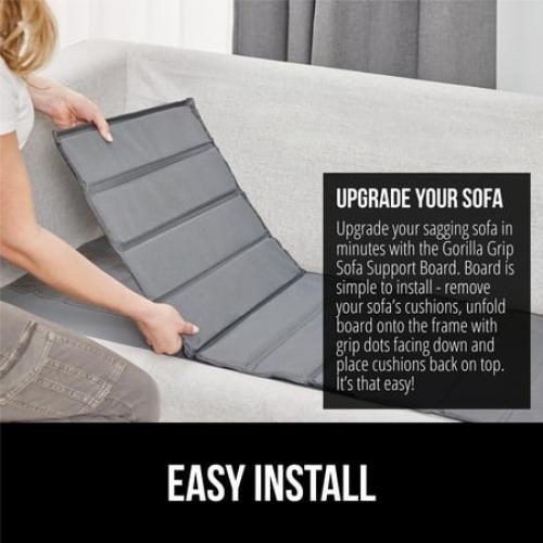 GORILLA GRIP Heavy Duty Couch Cushion Support Board to Fix Sagging Sofas, 24 x 78 Wide Oversized Sofa, Plywood Boards Add Strong Seat Supports, Stay in Place Replacement Stuffing Under Couches Gray