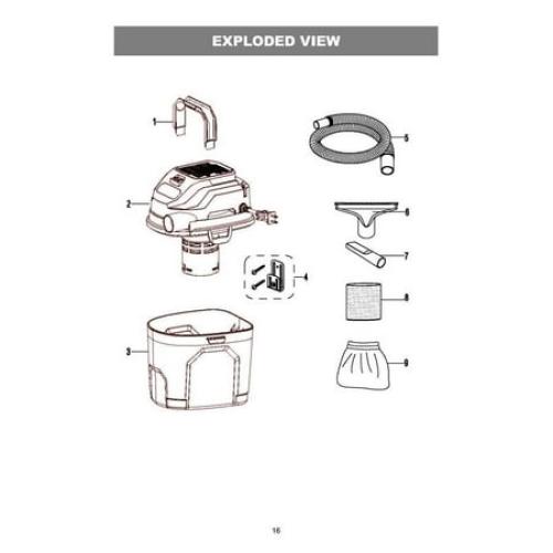 Hyper Tough 1.5 Gallon 2 Peak HP Poly Wet/Dry Vacuum, VH105 3502, New