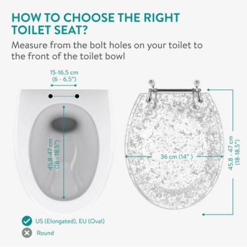 Navaris Clear Round Polyresin 16.5L x 14.2W D Shape Toilet Seat, 1 Piece