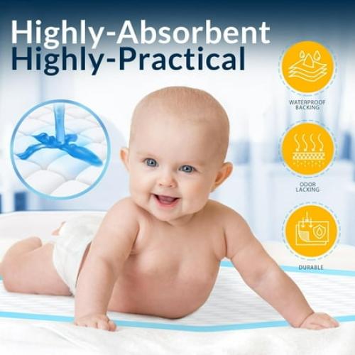 MEDPRIDE Incontinence Pads Disposable Kid, Elderly & Dog Pee Pads, 100-Pack