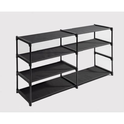 Mainstays 4-Tier Shoe Rack Storage Organizer, Rich Black, 24 Pairs, Iron Poles & Plastic Connectors