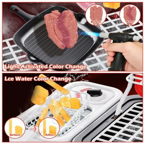 JUGAAD LIFE 43 PCS Kids BBQ Grill Playset, Pretend Play Kitchen Toy Set, Barbecue Toy with Wheels, Sound Light, Outdoor Food Toys Cooking Set for Toddler, Birthday Gift Boys Girls