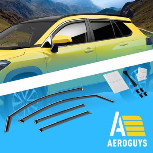 Black 4 Pack AEROGUYS In-Channel Window Deflectors Extra Durable Window Visors Rain Guards Fit for Toyota Corolla Cross 2022-2024, Sun Visors, Wind Vent Visors, Car Accessories - 4 pcs. AG0493
