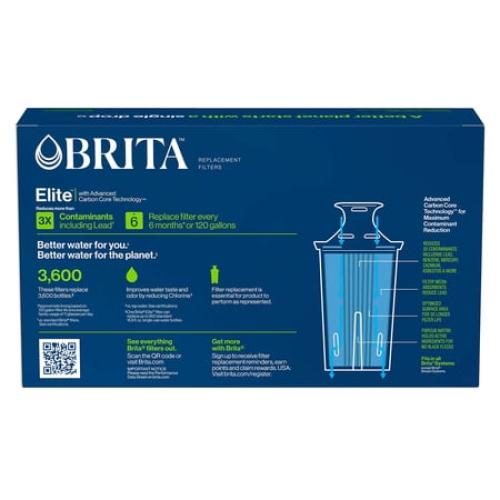 Brita Elite Replacement Water Filter for Pitchers and Dispensers, 4 Pack