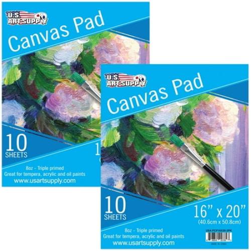 U.S. Art Supply 16 x 20 10-Sheet 8-Ounce Triple Primed Acid-Free Canvas Paper Pad (Pack of 2 Pads)
