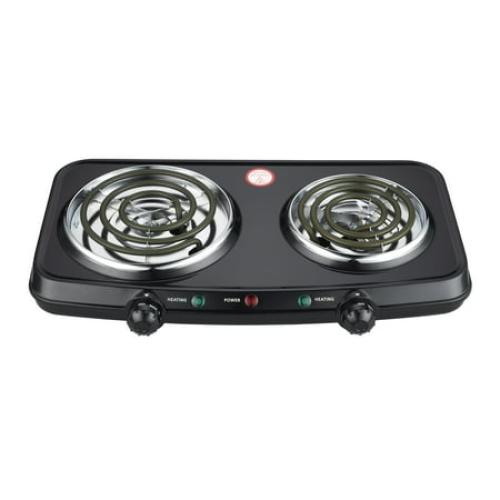 Mainstays Double Burner, 120V~ 1800W, Portable, Easy to Cook, Elegant Classic Design, 3.28 lbs