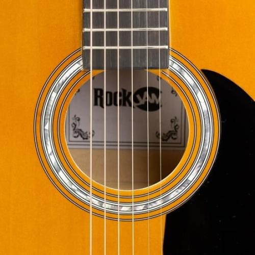 RockJam Natural Dreadnought Acoustic Guitar with Guitar Bag