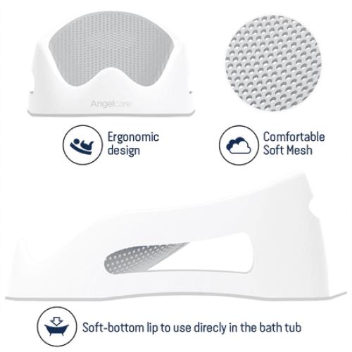 Angelcare Baby Bathtub Support Seat, Ideal for Babies Less than 6 Months Old, Unisex, Gray, 1 Count