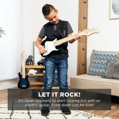 Best Choice Products 30in Kids Electric Guitar Beginner Starter Kit w/ 5W Amplifier, Strap, Case - Pink Sparkle