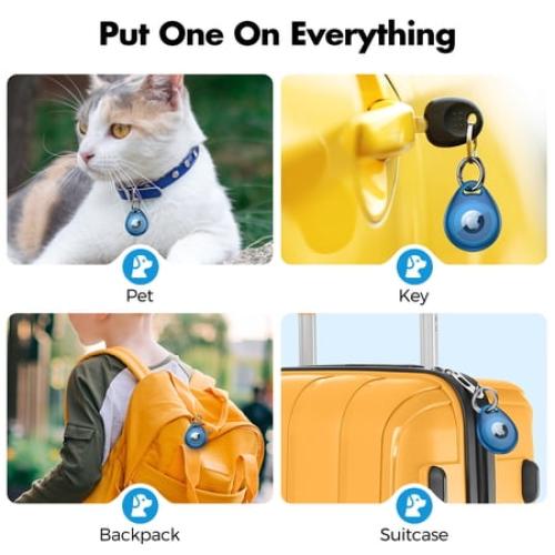 TWO MISSING UNBREAKcable AirTag Keychain Waterproof, [4 Pack] AirTag Case for Apple AirTag Anti-Scratch and Anti-Drop Design, AirTag Holder with Full Coverage for Pet Collar, Keys, Bags