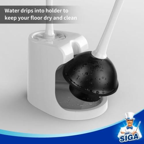 MR.Siga Toilet Plunger and Bowl Brush Combo, White, 1 Set