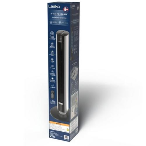 Lasko 40” WhisperForce DC Technology Tower Fan, 29 ft/s Airflow, Remote, Black, TDC401, New
