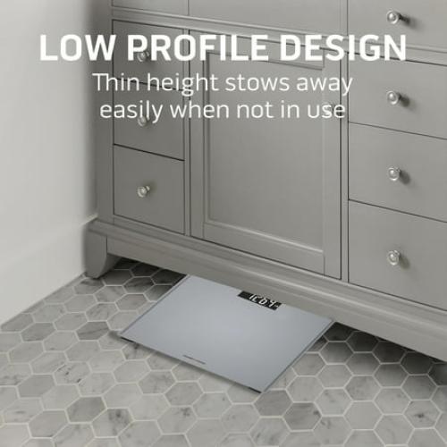 Health o meter Extra Wide Platform Digital Bathroom Scale with Advanced Technology, 500 lb Capacity, Grey