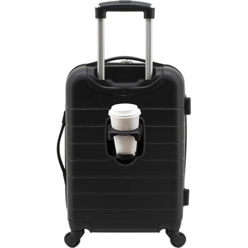 Size 20 Black Wrangler Smart Luggage Set with Cup Holder and USB Port, Black, 20-Inch Carry-On