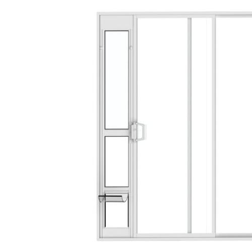 Hakuna Pets Medium White Glass Sliding Door Patio Pet Door, With Lockable Flap, Suitable for Most Sliding Doors