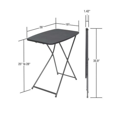 Mainstays 26 Adjustable Height Personal Folding Table, Black