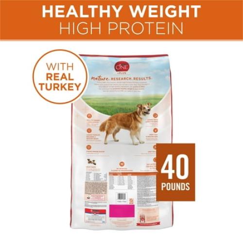 Purina One  Plus Dry Dog Food High Protein Healthy Weight, Real Turkey 40 lb Bag