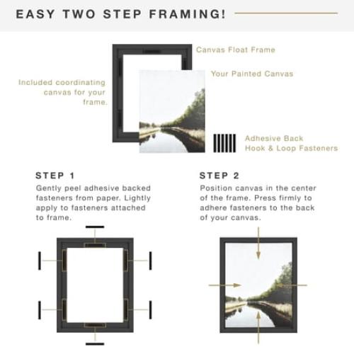 MCS Canvas Float Frames 16x20 Frame, Black Frame for Finished Canvases, Vertical & Horizontal Wall Hanging Large Frame with Adhesive for Canvas Paintings (1-Pack)