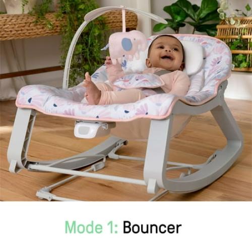 Ingenuity Keep Cozy 3-in-1 Baby Bouncer Seat & Infant to Toddler Rocker - Burst (Pink)
