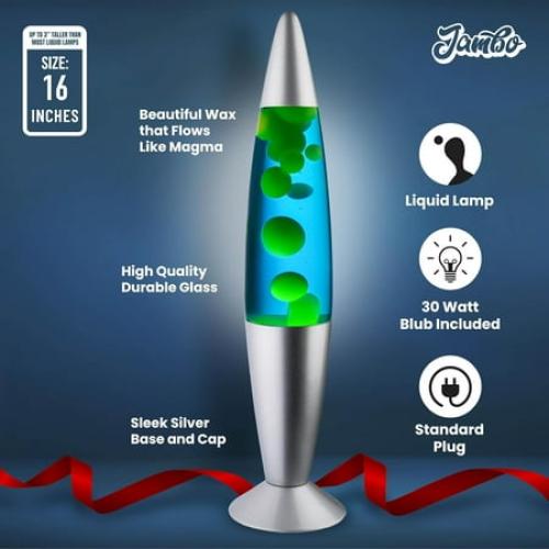 Jambo 16-inch Motion Lamp (Blue with Yellow/Green Wax, 16 inch)