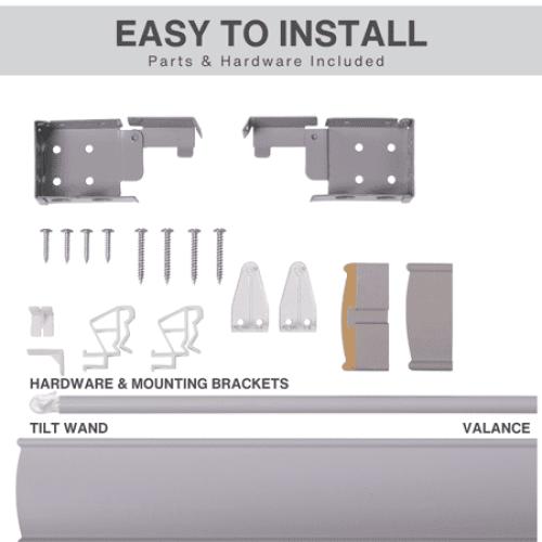 Size 27x24 Color Grey Cordless 2 Faux Wood Room Darkening Horizontal Blind, Light Gray