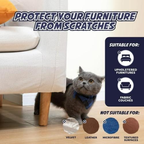 Panther Armor Cat Scratch Protector, Double-Sided Polyester Sofa & Chair Protector, 2-Piece Value Pack, Clear