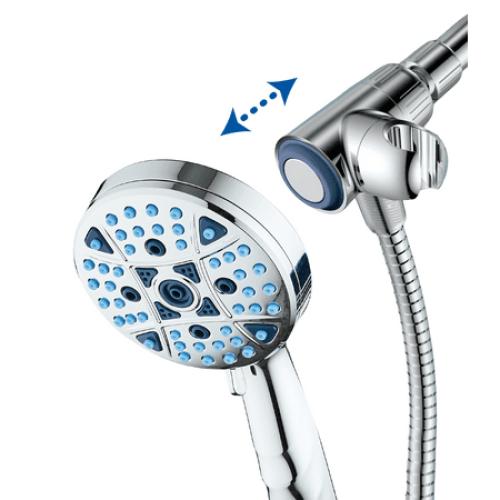 Magneton by AquaCare - High-pressure 8-setting Luxury Handheld Showerhead with Antimicrobial Nozzles, Space-age Socket-Lock Magnetic Docking and Dual-height Overhead Bracket