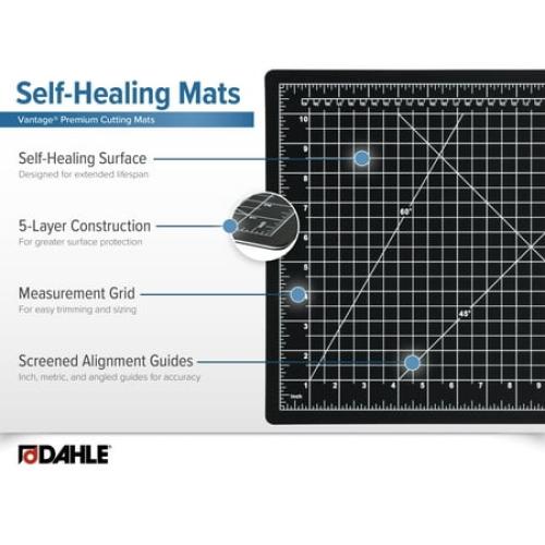 Dahle Vantage 10673 Premium Self-Healing Cutting Mat, 24x36, 1/2 Grid, Perfect for Crafts & Sewing, Black