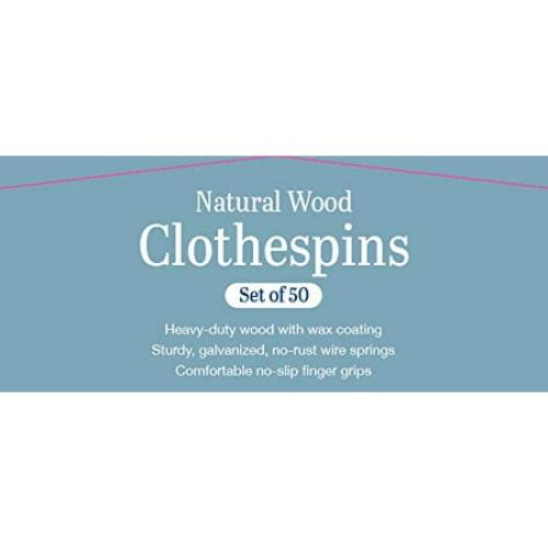 Whitmor 121458 Wooden Clothespin - Set of 50 - Pack of 12