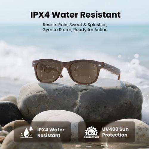WeariQ Bluetooth Smart Glasses – Brown Audio Sunglasses – Brown Polarized Lenses, Open-Ear Speaker, 10-Hour Playtime, Hands-Free Calls, Voice AssistantHands-Free Calls & Music