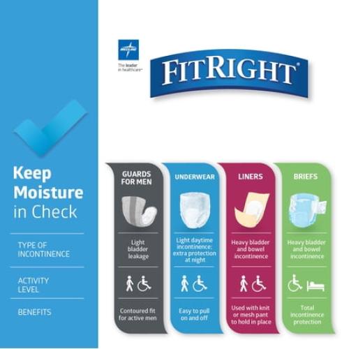 FitRight OptiFit Extra Briefs with Tabs, Adult Incontinence Brief, Moderate Absorbency, X-Large, 56-64, 20 Count