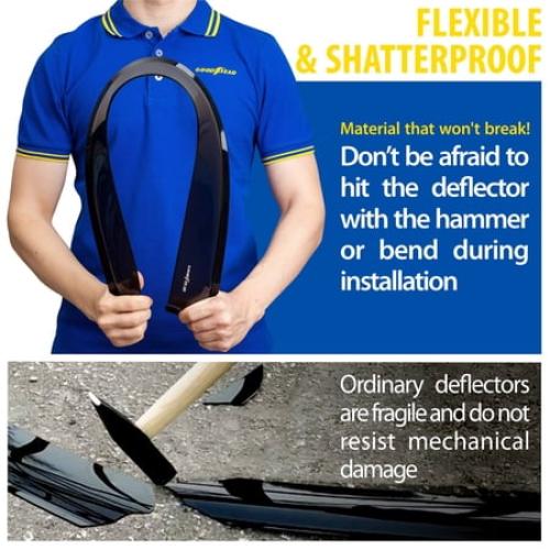 Goodyear Shatterproof in-Channel Window Deflectors for Trucks Dodge RAM 2500 3500 2019-2024 Crew Cab, Rain Guards, Window Visors for Cars, Vent Deflector, Truck Accessories, 4 pcs. - GY003404LPv