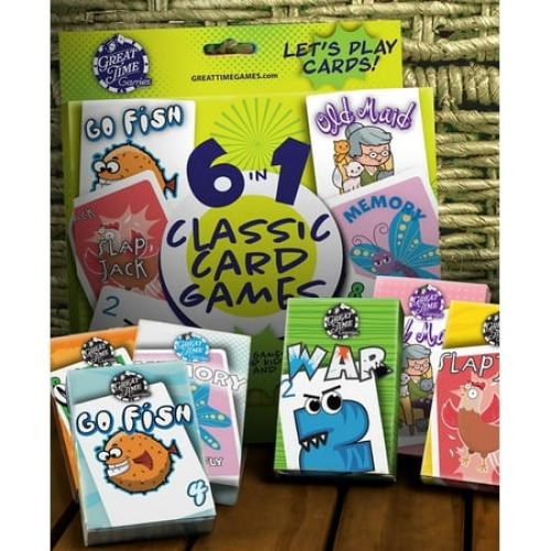 Great Time Games Kids Classic Card Game Set Featuring Popular Games Including Memory and Crazy Eights