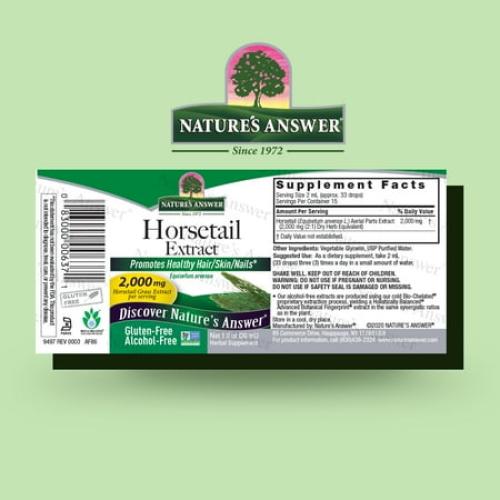 Nature’s Answer Horsetail Extract 2,000 mg, Alcohol-Free, Herbal Supplement, 1 fl oz