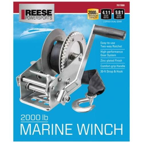 Silver 15Ft, Reese Towpower 7019400 Trailer Winch, Single-Speed, 600 lbs. Capacity, 15 Foot Strap