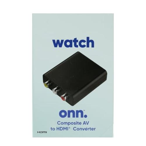 onn. Composite AV to HDMI Adapter, 1080P HD Quality, Indoor, Black, 6.5in x 1.5in, 0.3lb, None