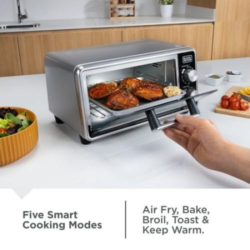 Black Decker Crisp ‘N Bake PRO Stainless Steel 4-Slice Air Fryer Toaster Oven