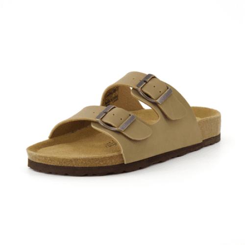 Size 8 M Cushionaire Women's Lane Cork Footbed Sandal – Comfortable Double Buckle Slip-On with Genuine Suede Footbed & Arch Support Slide Sandals for Women