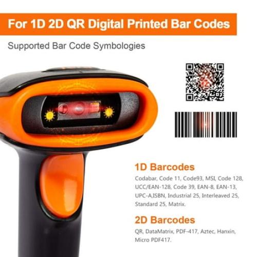 Tera Wireless 2D QR Barcode Scanner with Stand Bluetooth 2.4GHz USB Wired Handheld Bar Code Reader for Price Check HW0001