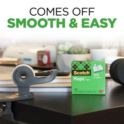 Scotch Magic Tape, Clear, 3/4 x 1000, 6 Rolls with Black Dispenser