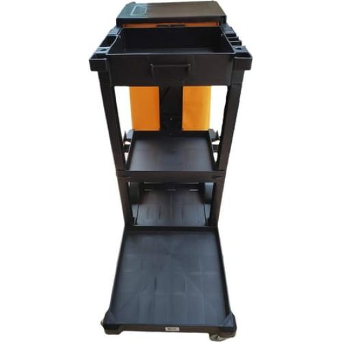 Simpli-Magic Janitorial Cart Commercial Grade Cleaning Cart Rolling Utility Cart, Black