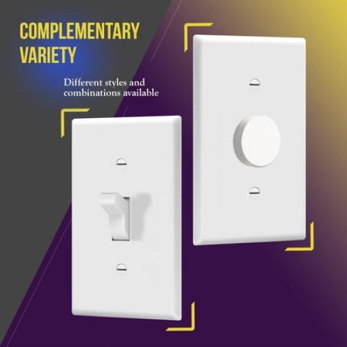 ENERLITES Light Switch Cover Plate, Toggle Wall Plate Cover, Size 1-Gang 4.50 x 2.76, Unbreakable Polycarbonate Thermoplastic, 8811-W-10PCS, White (10 Pack)