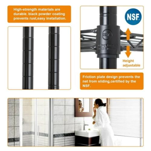 60x30x14 BestOffice 5-Shelf Wire Tier Layer Shelving 60x30x14 Storage Rack,Black