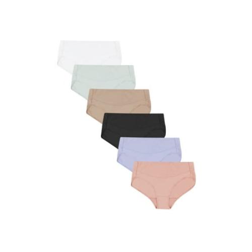 Size 2XL Hanes Women's Signature Smoothing Microfiber Hi-Cut Underwear, 6-Pack