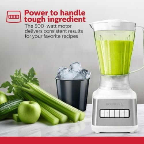 Holstein Housewares 8-Speed Blender 500W Motor, 48 oz Plastic Jar, and Intuitive Controls for Effortless Blending - Elevate Your Culinary Experience Now - Kitchen Essential