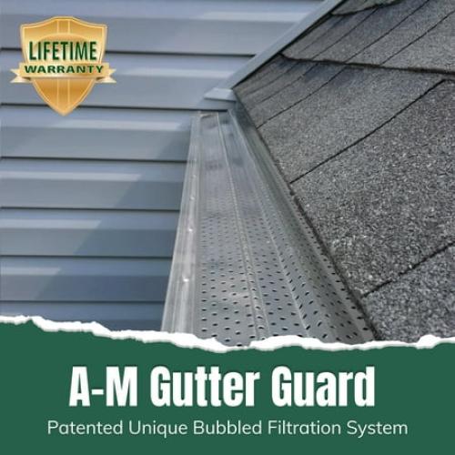A-M Gutter Guard - 6 (50 feet, Mill Finish) Heavy-Duty Aluminum Gutter Guard - Leaf & Debris Protection for 5-inch and 6-inch Gutters, DIY-Easy, Lifetime Warranty, Made in the USA