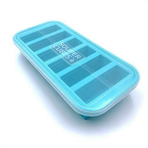 Souper Cubes 1/2-Cup Freezing Tray with lid, makes 6 perfect 1/2 cup portions, freeze pesto, salsa, or sauce